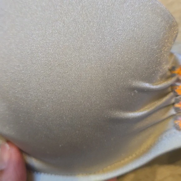 Victoria's Secret Elegant Shimmery Silver Gray Bead Accented Bikini Top - Picture 2 of 11